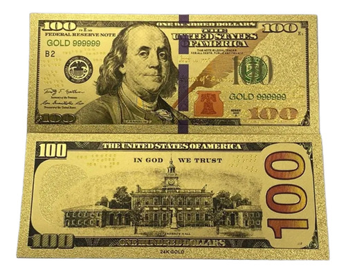 20 Billetes 100 Dolares Plastificado Oro Y Plata