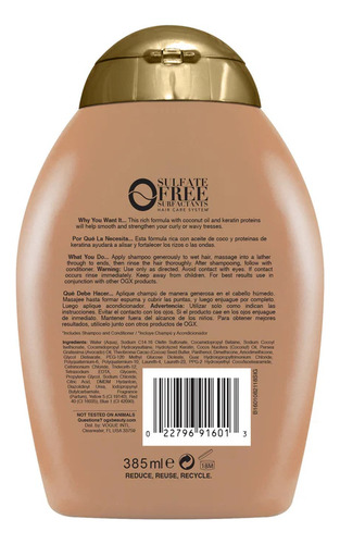 Ogx Brazilian Keratin Smooth Shampoo Cabello Seco Con Frizz