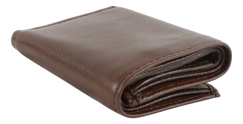 Cartera Triple Premium Hombre Cierre Interno Piel Genuina Chocolate