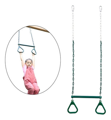 Bar Y Gym Rings Heavy Duty Chain Swing Para Niños Backyard
