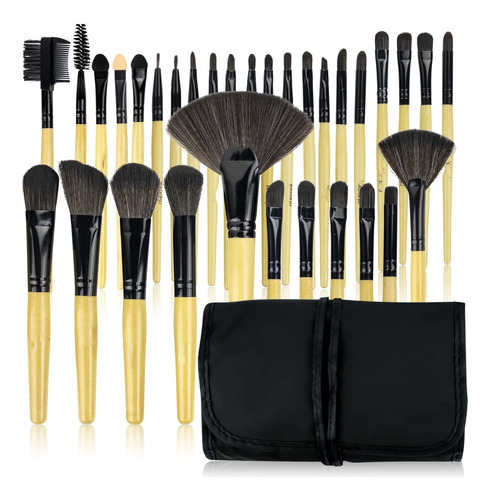 Set 32 Pinceles Y Brochas Maquillaje + Bolso Organizador