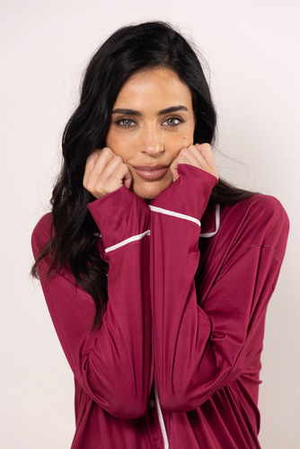 Pijama Mujer Invierno Camisero / Camisa Liso Andressa P9044