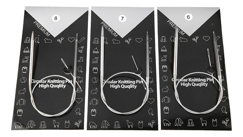 Agulha De Tricô 11 Peças 43/65/80 Cm Circular Multitamanho