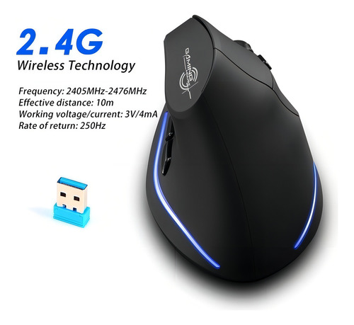 Mouse Gamer Vertical Inalámbrico Recargable Zelotes F35