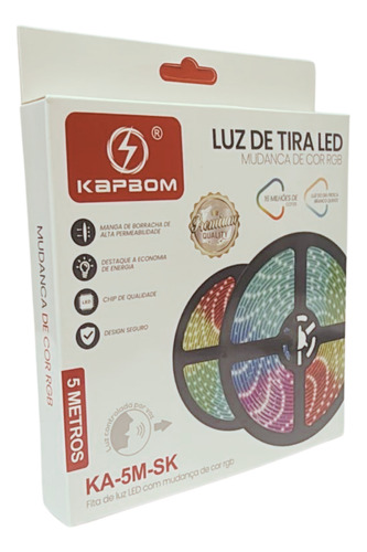 Luz De Tira Led Fita 5m Cor Rgb Mudanca De Cor Rgb