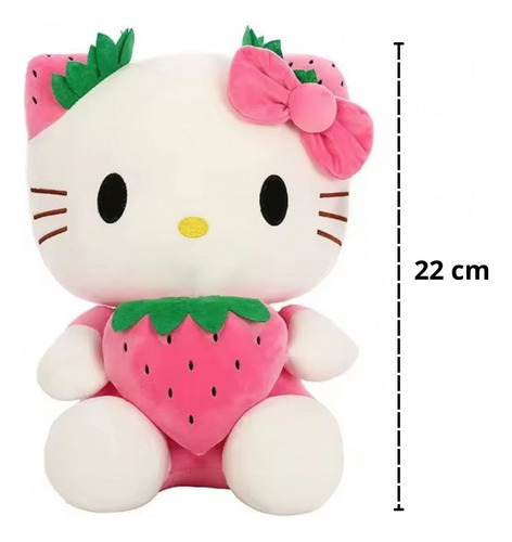 Peluche Sanrio Hello Kitty Con Fresa 22 Cm Felpa Suave 1 Pz