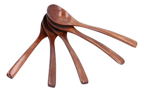 Cuchara De Sopa De Madera Para El Hogar, Mango Largo, 5 Unid