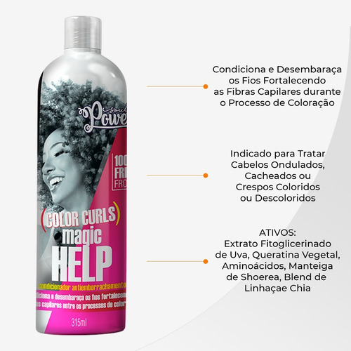Kit Color Curls Soul Power Sh. + Cond. + Cr. De Pentear 800g