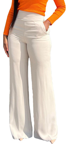 Calças Femininas Com Bolso De Cor Sólida, Terno Casual De Ci