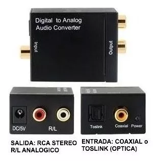 Conversor Audio Digital Rca + Cable Toslink Analogico