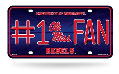 Placa De Matrícula Metálica De La Ncaa Mississippi Ole Miss