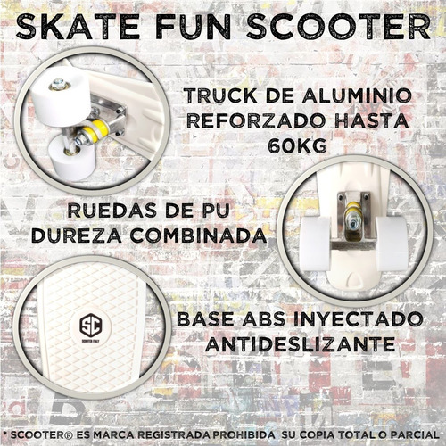 Imagen 4 de 10 de Skate Patineta Profesional Marca Scooter Fun Estilo Penny