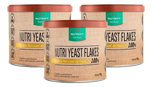 3x Levedura Nutricional Nutri Yeast Flakes Nutrify 100g