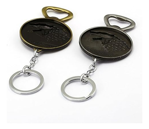 Llavero Inspirado En Game Of Thrones Destapador Casas Metal House Of Stark Lobo Bronce