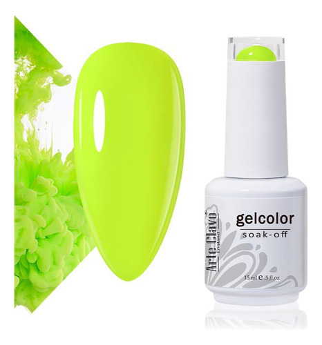 Arte Clavo Esmalte De Uñas De Gel Verde Limón Neón Brill.