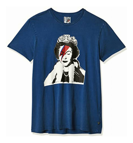 Guess Bsc Banksy Queen Tee, Camiseta Hombre, Azul (blue), Ch