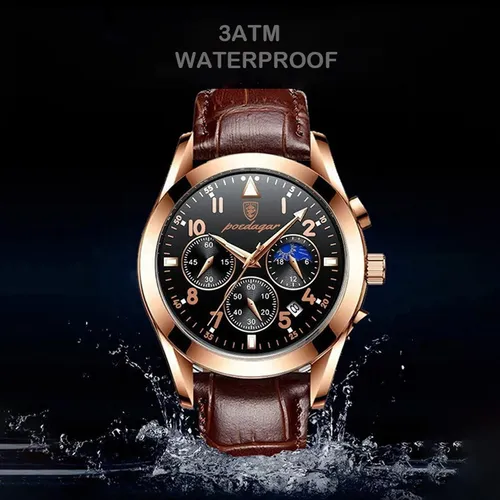 Reloj De Moda De Cuero Poedagar Calendar Luminous