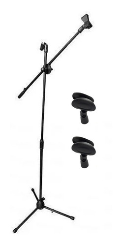 Imagen 1 de 9 de Pedestal Atril Base Stand 2 Microfonos Profesional Con Boom