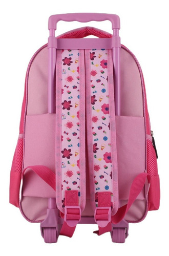 Mochila Con Ruedas Princesas Disney Lonchera Estuche Color Rosa