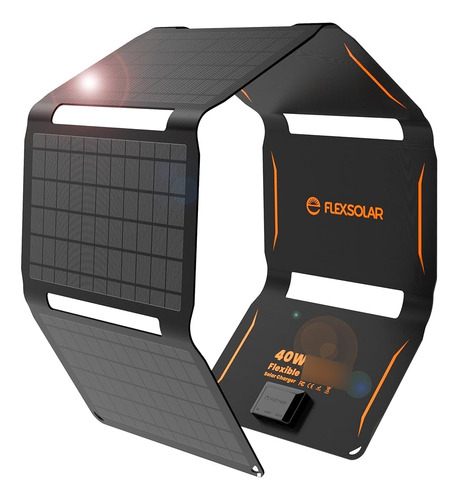 Cargador De Panel Solar Plegable Flexsolar De 40 W Con Salid