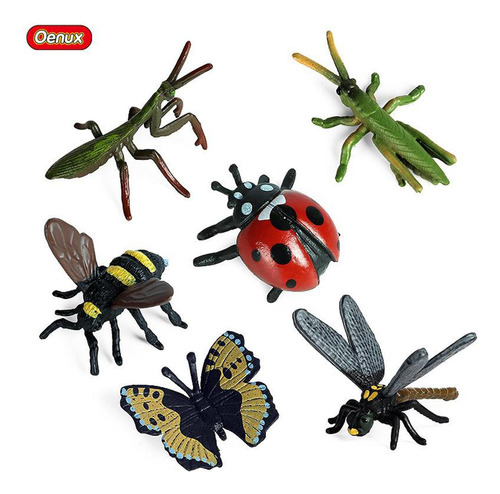 6x Figuras De Plástico Inseto Inseto Bugs Multicoloridas
