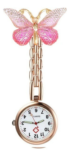 Reloj Bolsillo Enfermera Modelo Mariposa Rosada