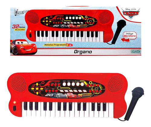 Organo Piano Microfono Teclado Cars Instrumento Niño Disney