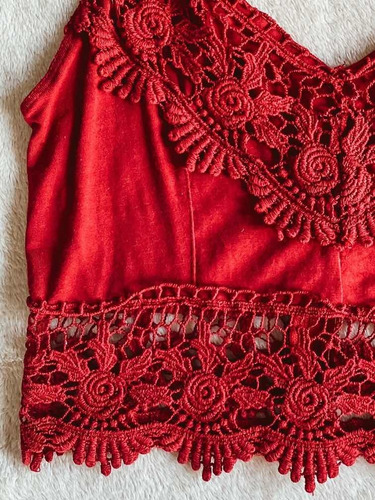 Top Bordo De Encaje / Talle S