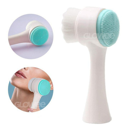 Limpiador Manual Facial Doble- Cepillo Y Silicona Exfoliante
