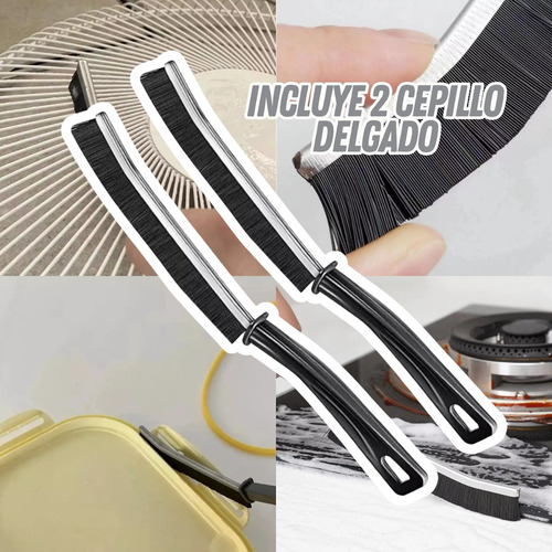 2 Cepillo Flexible Limpieza Espacios Reducidos + 2 Delgado F Color Blanco