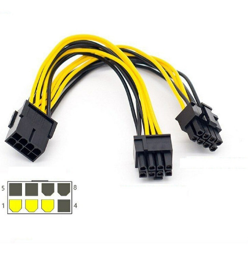 Imagen 3 de 4 de Kit X6 - Cable Splitter Pcie 8 A 2x 8 Pin (6+2) Rig Minería