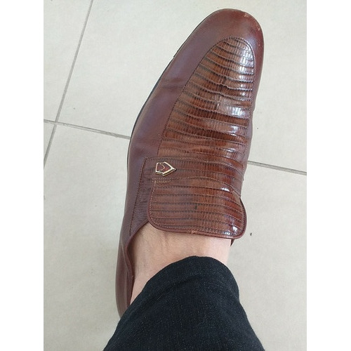 Mocasines Hombre En Cuero Combinado Víbora 40 Leer Cataleya 