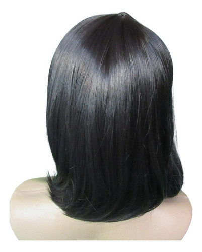 Lace Wig Peruca Cabelo 100% Orgânico Humano Com Franja Tamanho Da Base 35cm Tonalidade Preto #1