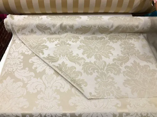 comprar Tecido Jacquard Medalhão Bege Claro - 35m Comp X 2,80m Larg