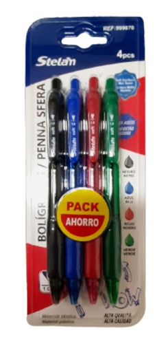 Pack De 4 Lápices Bolígrafos Lapiceros De Colores