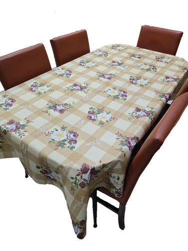 Mantel Mesa Rectangular 1.4x2.5 Impermeable Cuerina Afelpada Flor De Otoño