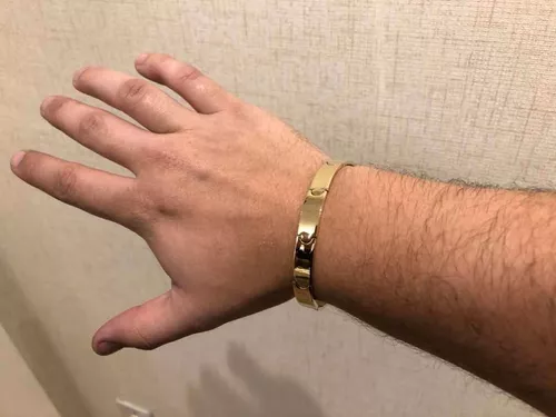 Pulseira Bracelete em Ouro 18k (750) Artesanal Feito a Mão com Ouro Branco