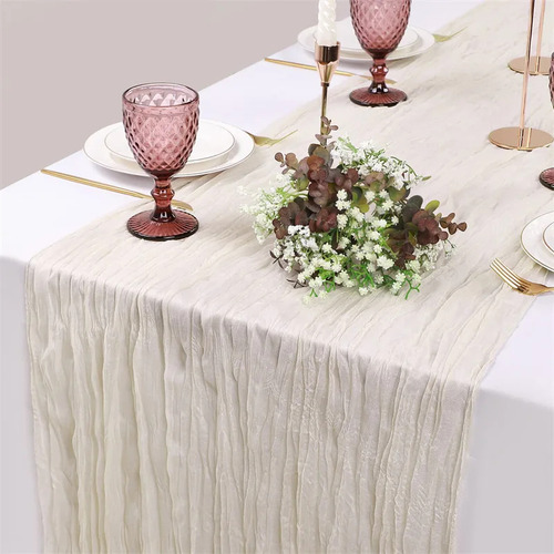 Juego De Camino De Mesa De Gasa Para Bodas, Gasa