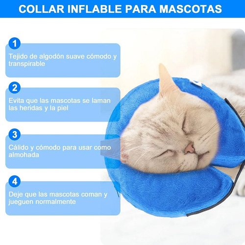 Collar Isabelino Inflable Anti Mordidas Para Perros Y Gatos Azul Collar Isabelino Inflable S
