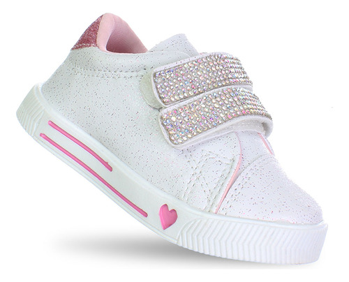 Tenis Star Brilho Infantil Feminino Meninas Baby Branco