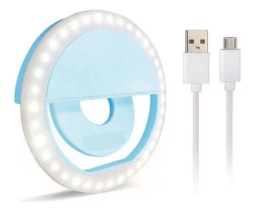 Aro Luz Led Selfies Celular Tablet Anillo Azul 8.5 Cm Usb