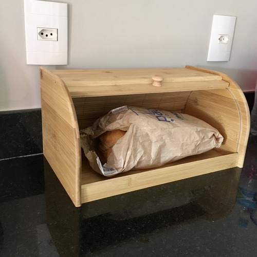 Imagem 3 de 9 de Porta Pão Bambu Organizador De Pães Torrada Bolo
