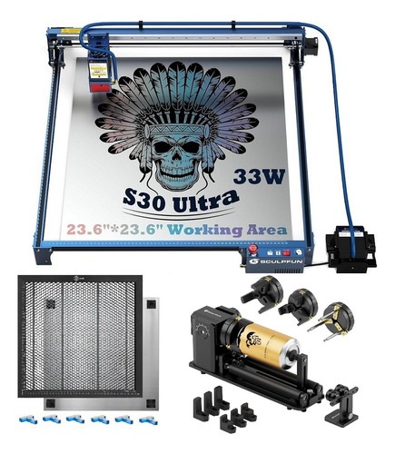 Grabador Láser Sculpfun S30 Ultra 33w+4 En 1 Rodillo+panel