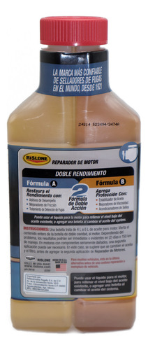 Reparador Motor Elimina Fugas Alto Kilometraje Rislone 500ml
