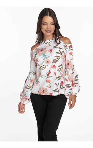 Blusa Hombros Descubiertos Floreada Dama Mundo Terra