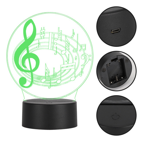 Mesa Musical Note Led 3d, Usb, Táctil, Mesa, Escritorio, Col