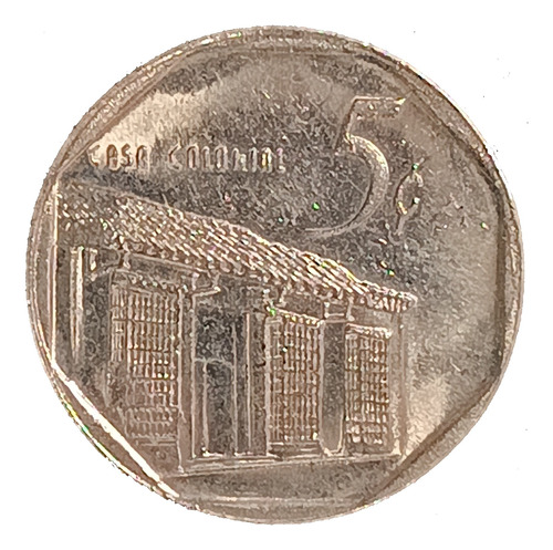 Moneda Cubana 5 Cents 2002 Exc  Km 575.2 Casa Colonial