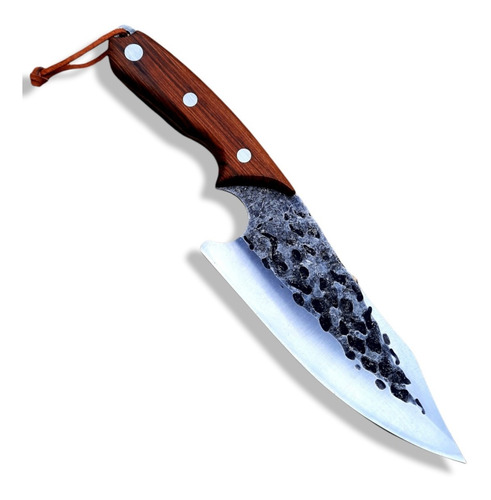 Cuchillo Tactico Diseño Rustico Full Tang Madera Cuero Daga