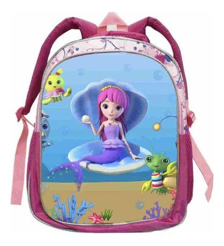 Mochila Impermeable Sirena Colegio Nylon Niña