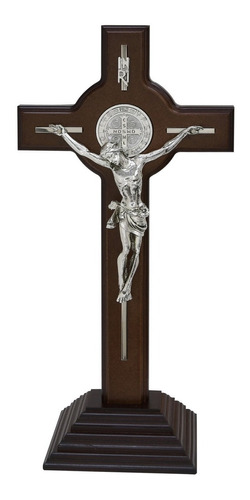 San Benito Cristo, Cruz, Crucifijo. Baño De Plata  Csbp-01